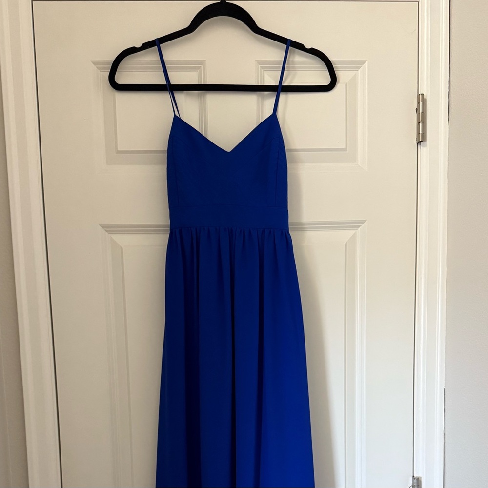 Badgley Mischka Blue Sleeveless Maxi Dress for Weddings